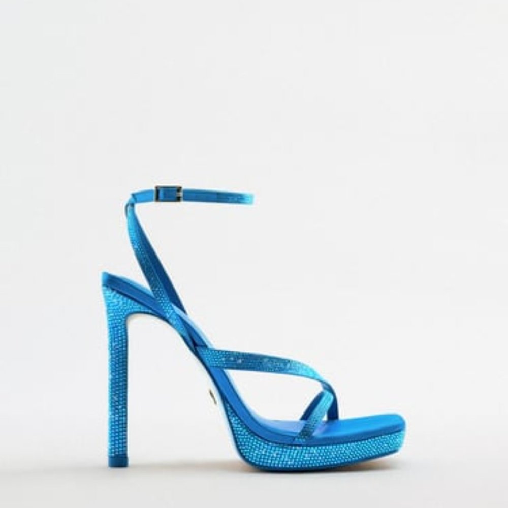 Zara RHINESTONE HIGH HEEL SANDALS